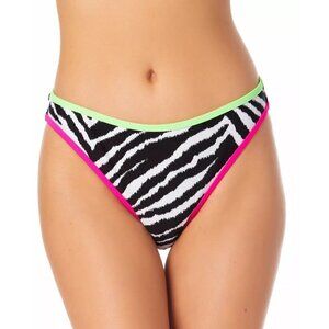 California Waves Juniors Size Small Neon Zebra Printed Swim Bikini Bottoms 1352